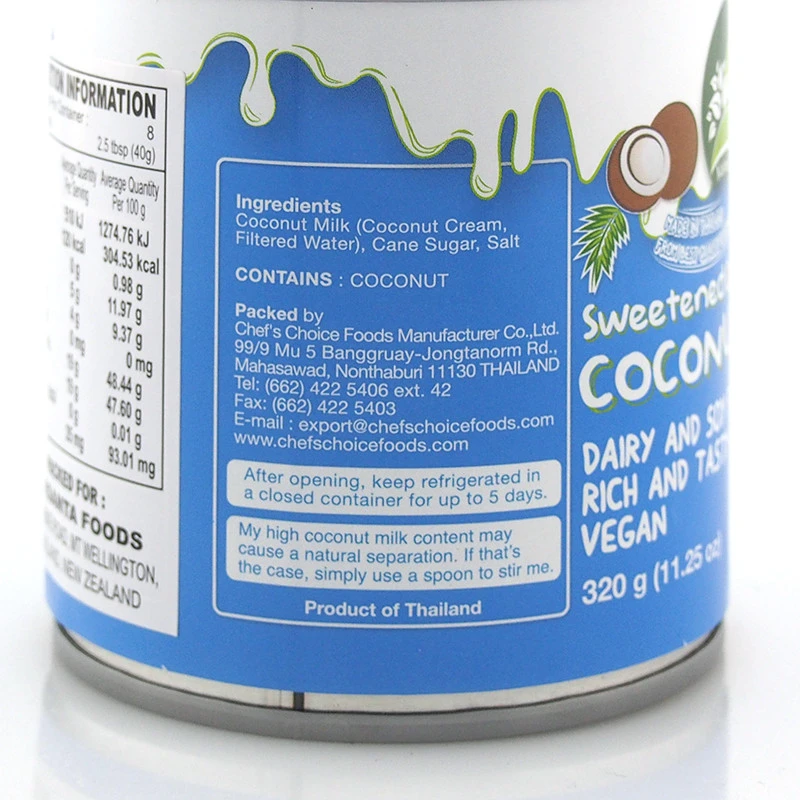 Sweetened Condensed Coconut Milk, Nature's Charm, 320g Real Food Direct